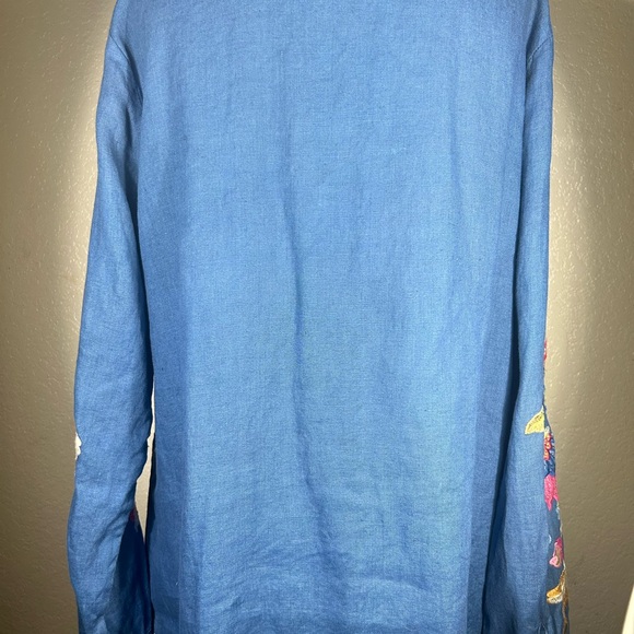 Johnny Was Butterfly Janie European Linen Shirt in Morning Glory NWT - Picture 7 of 11